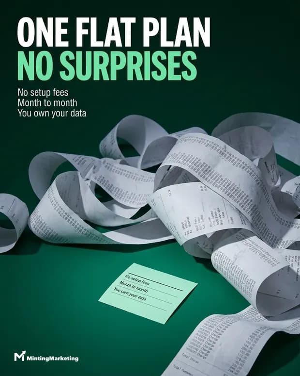 Minting Marketing ad: one flat plan, no surprises